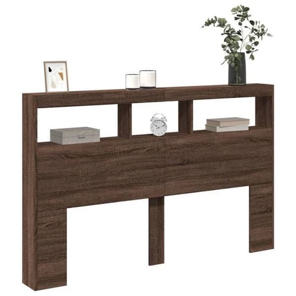 Maison Exclusive - Hovedgærde med LED egetræ brun 160x17x102 cm