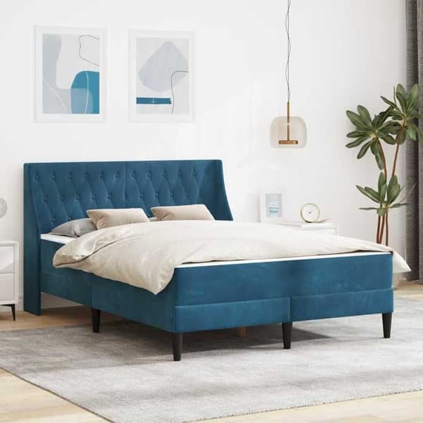 Maison Exclusive - Sengestel med madras Blå 120 x 190 cm Velour Blå