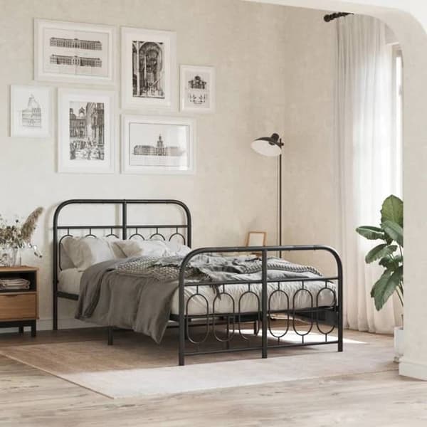 Sengestel - EKSKLUSIV HUS - 120 x 190 cm - Stål - Sort - Lamelseng med opbevaring under sengen Svart