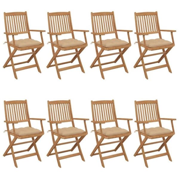 Maison Exclusive - Fällbara trädgårdsstolar set om 8 med kuddar Akaciaträ