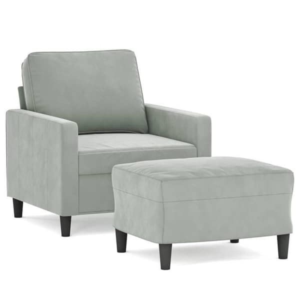 Maison Exclusive - Fåtölj med fotpall Ljusgrå 60 cm Sammet Ljusgrått