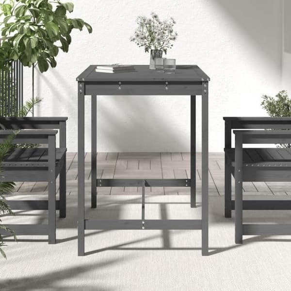 Maison Exclusive - Harmaa puutarhapöytä 121x82,5x110 cm massiivipuusta