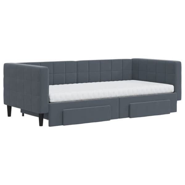 Maison Exclusive - Sengebænk med udtræk og skuffer i mørkegrå 90x190cm velour mörkgrå
