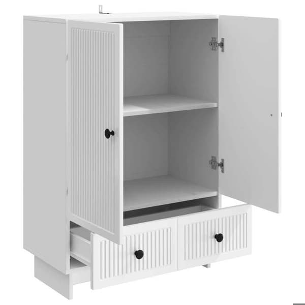 Buffet - EKSKLUSIVT HUS - 66 x 34,5 x 95 cm - Hvid glans - Ingeniørtræ - Stort opbevaring Vit