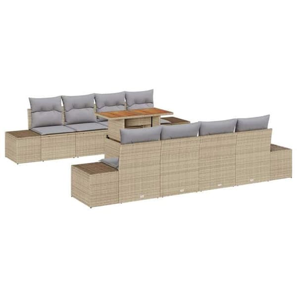 Lounge-soffor - MAISON EXCLUSIVE - Modulär - Beige - Väderbeständig poly-rattan - Akaciabord beige