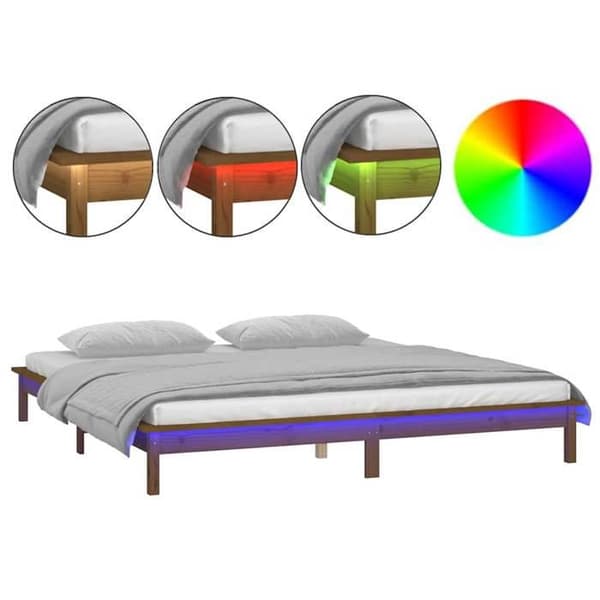 Maison Exclusive - Sängram med LED utan madrass 140x200 cm massivt trä