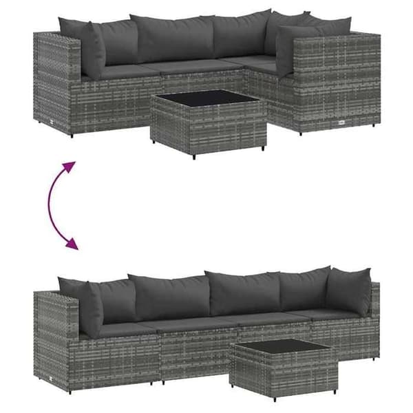 Maison Exclusive - Trädgårdsmöbler 5 delar med kuddar Grå Flätad resin