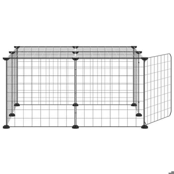 Maison Exclusive - Kæledyrbur med 12 paneler og dør Sort 70x70x35 cm