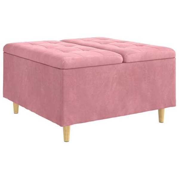 Puff förvaring - EXKLUSIV HEM - Sammet - Rosa - 80x80x45 cm - Knappt och dold förvaring Ros