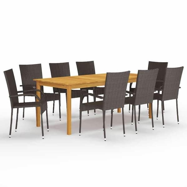 Maison Exclusive - 9 dele have spisebordssæt Brun