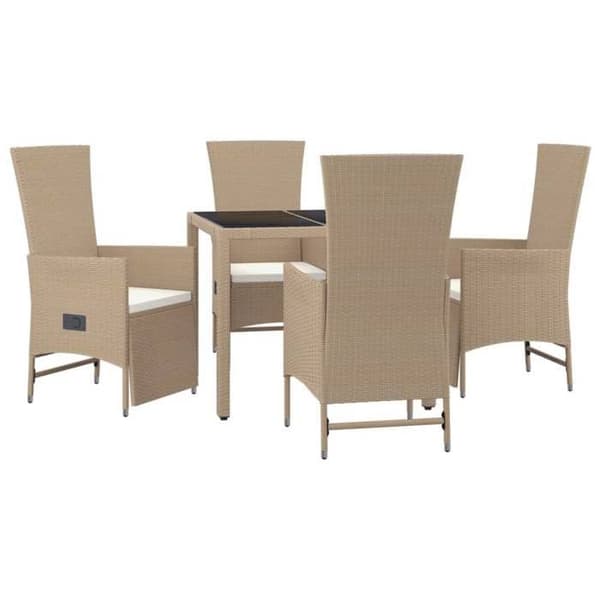 Maison Exclusive - Puutarhakalusteryhmä tyynyillä 5 kpl Beige polyrottinki