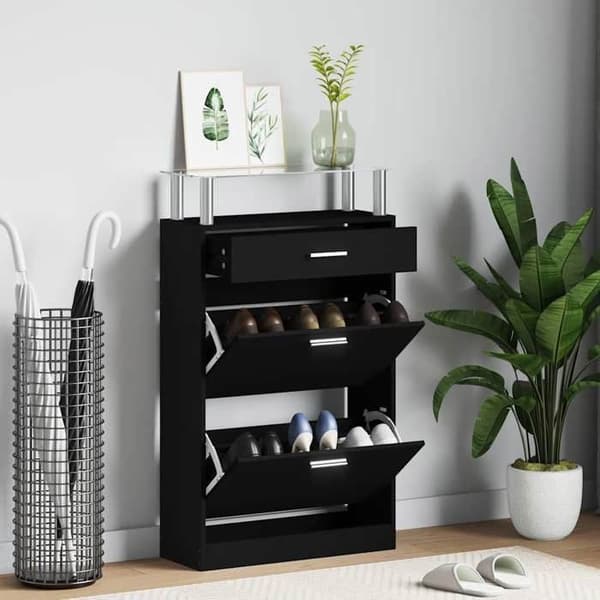 Maison Exclusive - Skoskab Sort 63x24x104 cm Ingeniørtræ