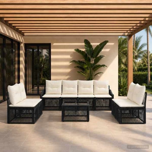 Maison Exclusive - 9 stk. have-sofa sæt i sort polyrotin
