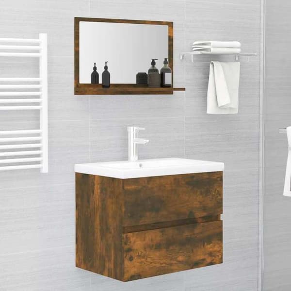 Maison Exclusive - Badevægspejl Røget eg 60x10,5x37 cm Ingeniørtræ