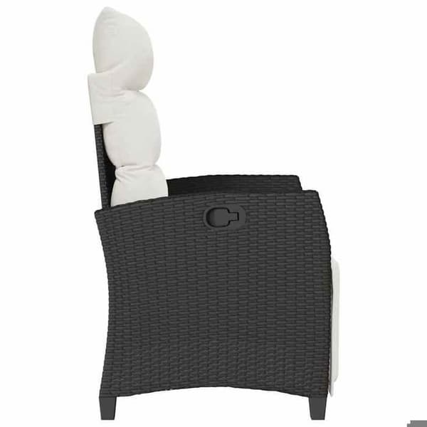 Maison Exclusive - Justerbar havestol med sort polyrotin sidebord Svart