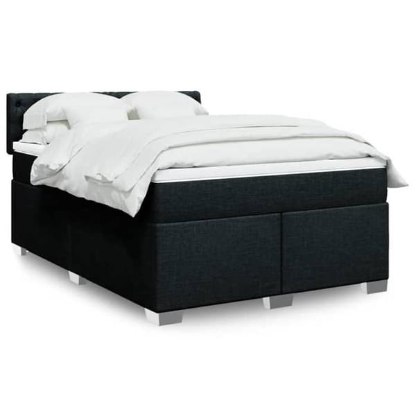 Maison Exclusive - Sengebund med lameller og madras Sort 160x200 cm Stof