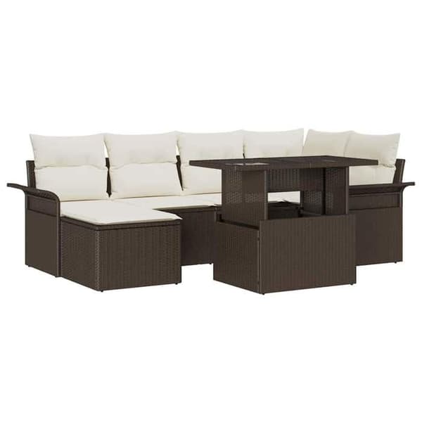 Trädgårdsmöbler - EXKLUSIVT HEM - Modulärt set - 7 platser - Justerbart bord - Poly rattan/stål