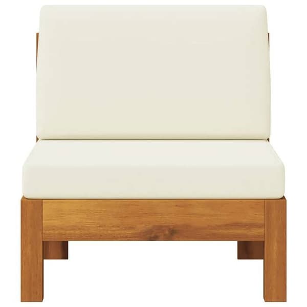 Maison Exclusive - Central soffa med kuddar i krämvitt, solid akaciaträ