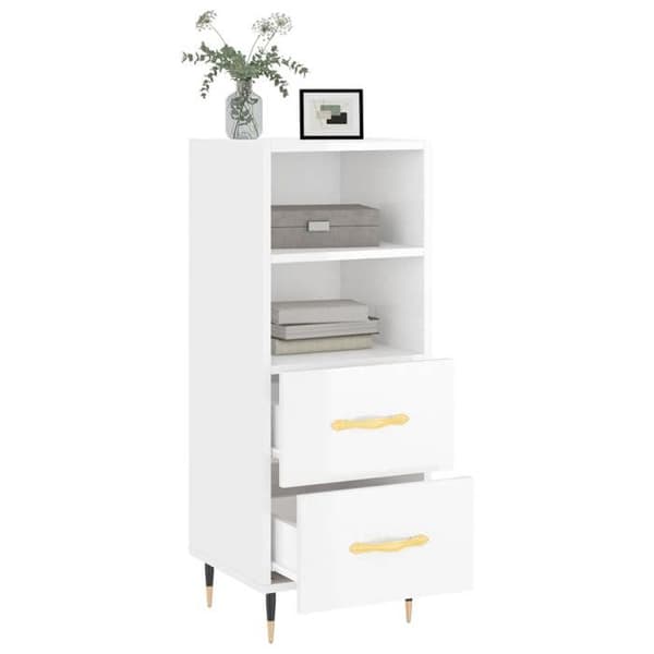 Maison Exclusive - Buffé Vit glänsande 34,5x34x90 cm Ingenjörsträ