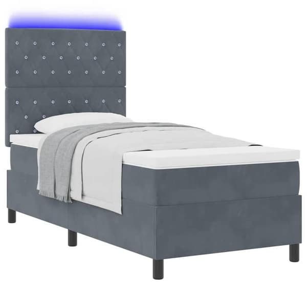 Maison Exclusive - LED-jousipatja tummanharmaalla 90 x 190 cm sametilla Mörkgrå