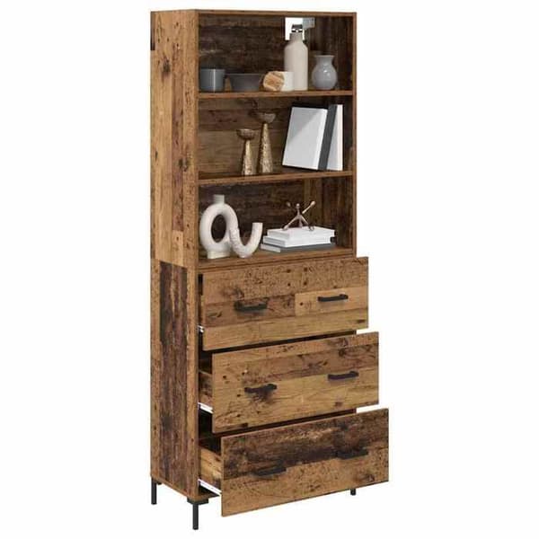 Buffé hög - EXKLUSIVT HUS - 69,5x34x180 cm - Ingenjörsträ - Nutida - Robusta hyllor