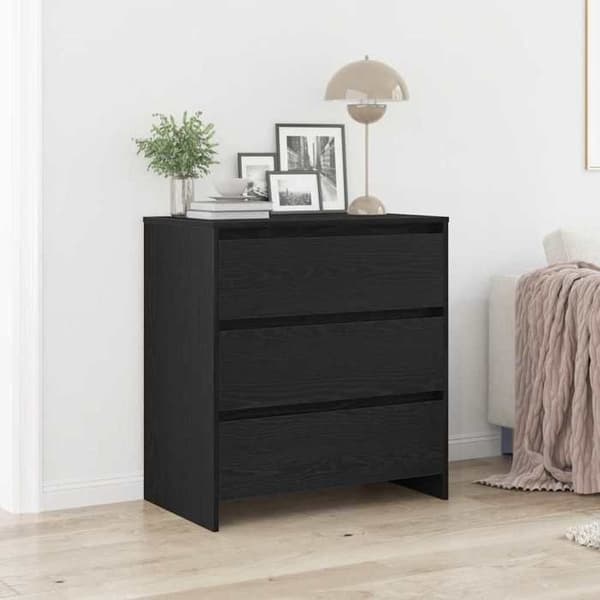 Buffet - EKSKLUSIVT HUS - 70 x 41 x 75 cm - Ingeniørtræ - Sort - Stort opbevaringsrum