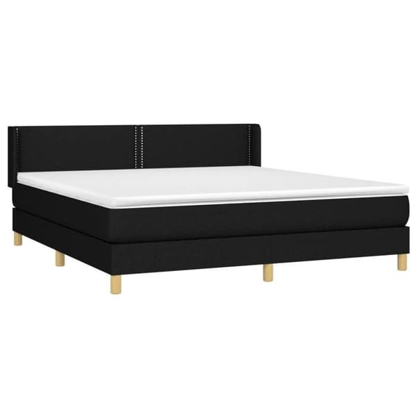Seng med madras - Eksklusivt Hus - 160x200 cm - Justerbar hovedgærde - Sort - Polyesterstof