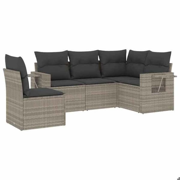 Maison Exclusive - Trädgårdsmöbler 5 delar med ljusgrå kuddar i flätad resin