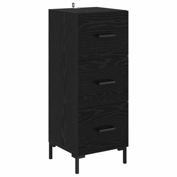 Maison Exclusive - Buffé Ek svart 34,5 x 34 x 90 cm Ingenjörsträ Svart