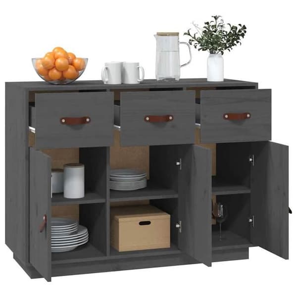 Maison Exclusive - Harmaa buffet 100x40x75 cm Massiivipuu mänty