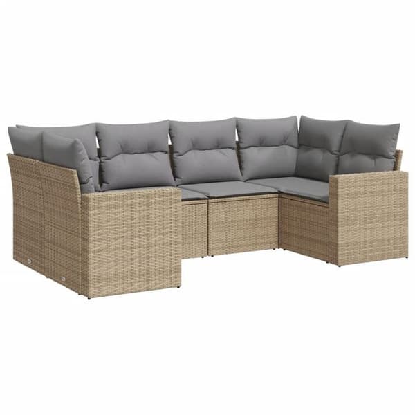 Trädgårdsmöbler - EXKLUSIVT HEM - Set med 6 delar - Flätad resin - Avtagbara kuddar - Modulär beige