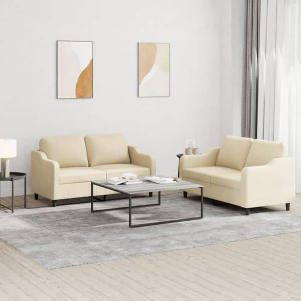 Maison Exclusive - Sæt af 2 sofaer med puder Creme Stof