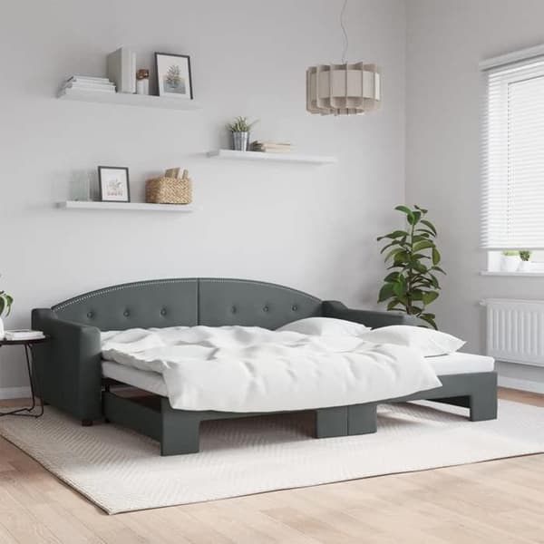 Maison Exclusive - Päivävuode, jossa on alavuode ilman patjaa, tummanharmaa 90x200 cm