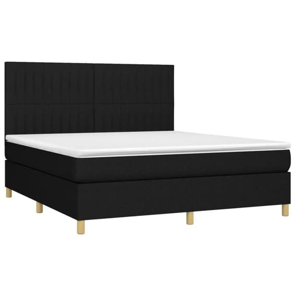 Maison Exclusive - Sengebund med lameller og madras Sort 180x200 cm Stof