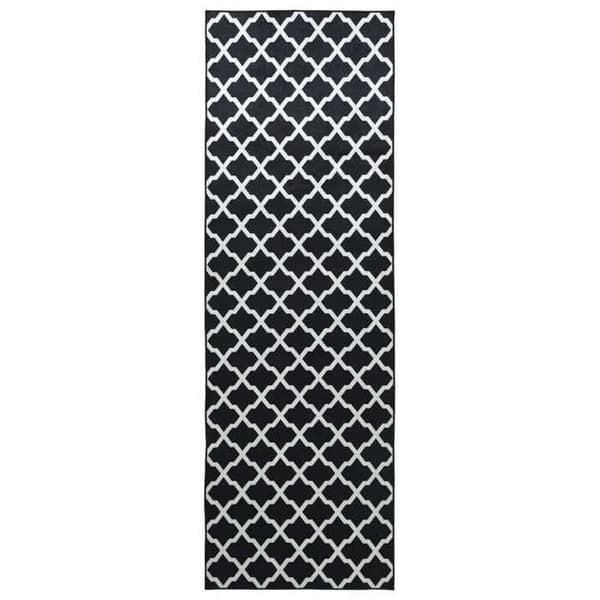 Løber - EKSKLUSIVT HUS - LESAKA - Sort og hvid - Polyester velour - 100 x 350 cm Svartvitt