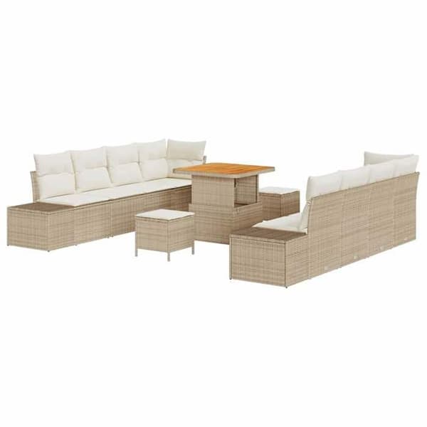 Maison Exclusive - Beige polyrottinkinen puutarhakalustesetti beige