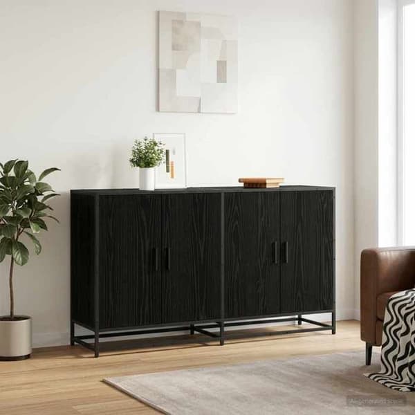 Maison Exclusive - Buffet Sort egetræ 134 x 35 x 76 cm Ingeniørtræ