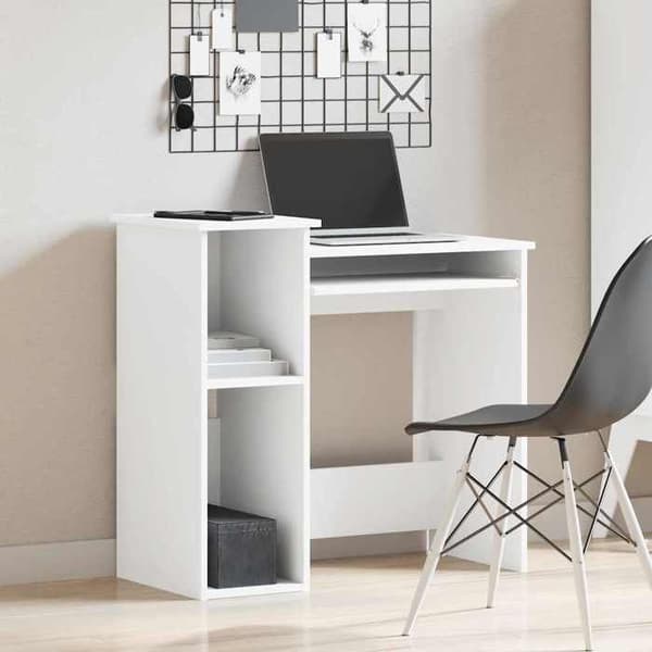Kontor - EKSKLUSIV HUS - 84 x 40 x 78 cm - Hvid - Ingeniørtræ - Hylder Vit