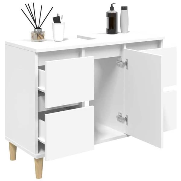 Maison Exclusive - Vit diskbänksmöbel 80x33x60 cm ingenjörsträ
