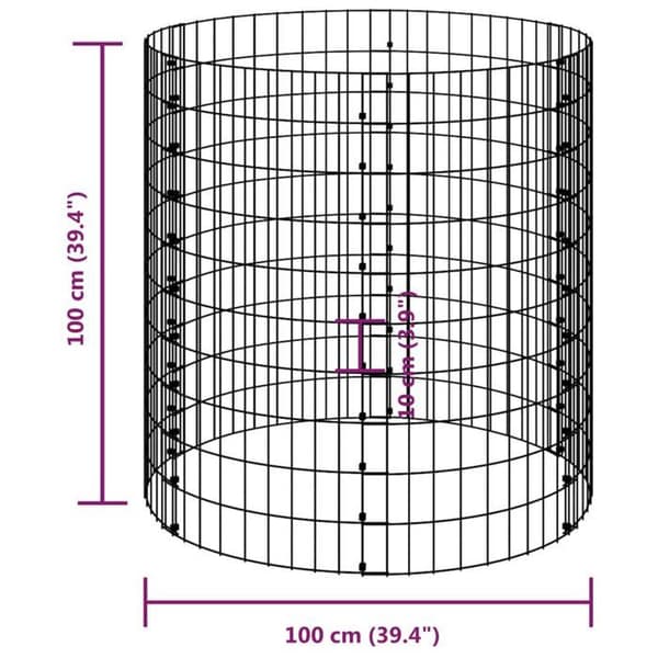 Maison Exclusive - Cirkulär gabionstolpe Galvaniserat stål Ø100x100 cm silver-