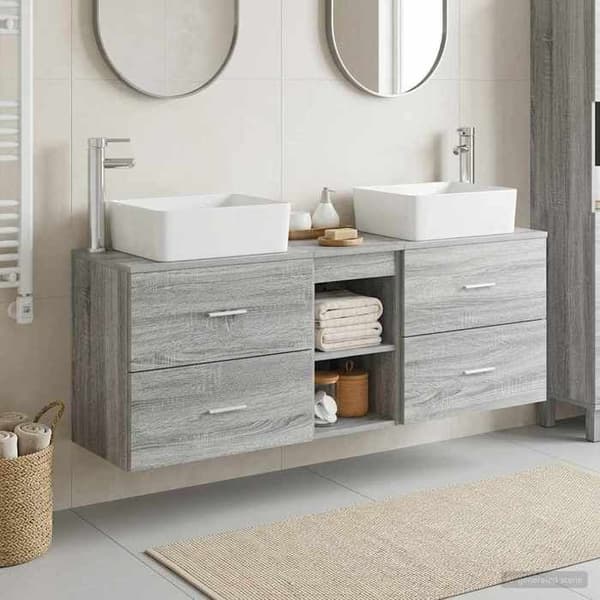 Maison Exclusive - 3 kpl Sonoma harmaa kylpyhuonekaappisarja Sonoma grå