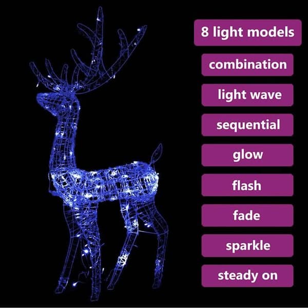 Juldekoration - EXKLUSIV HEM - Ren - Akryl 128 cm - 140 blå LED - USB-kabel 5 m Blå