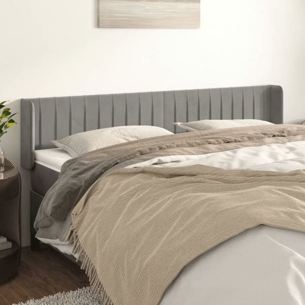 Maison Exclusive - Päätylevy korvilla Vaaleanharmaa 183x16x78/88 cm Sametti ljusgrått