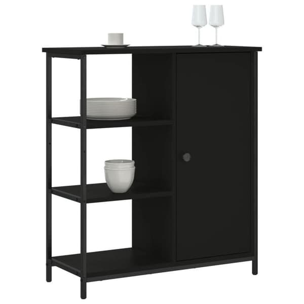 Maison Exclusive - Sort buffet 70x30x80 cm ingeniørtræ