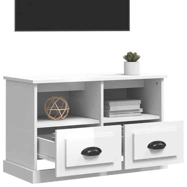 Maison Exclusive - TV-möbel vit glans 80x35x50 cm ingenjörsträ