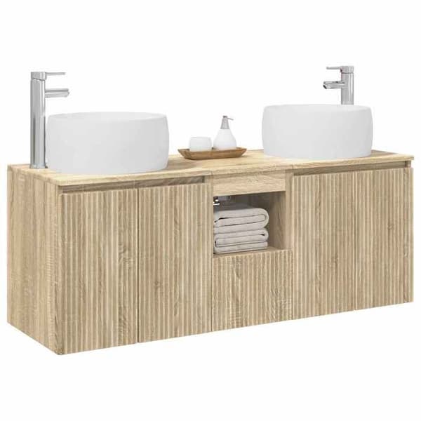 Maison Exclusive - 3-delars badrumsskåpset Sonoma-ek Sonoma ek