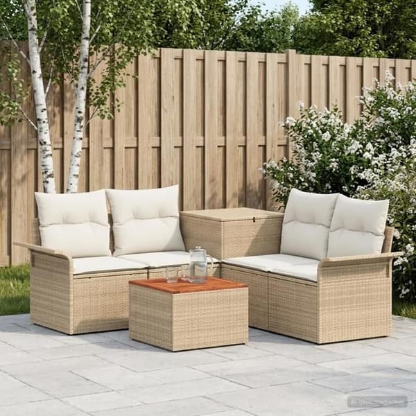 Havemøbler - MAISON EXCLUSIVE - Sæt 6 stk - 4 pladser - Poly rattan - Stålramme - Opbevaringskasse