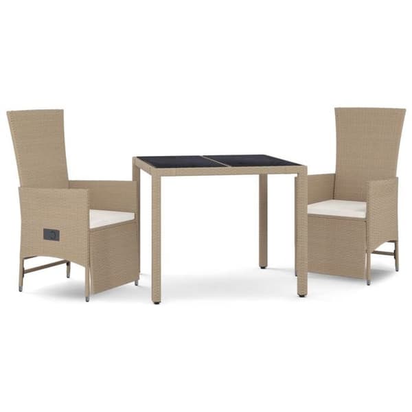 Havemøbler - EKSKLUSIVT HUS - Sæt 3 dele - Beige - Poly rattan - Lænestole beige