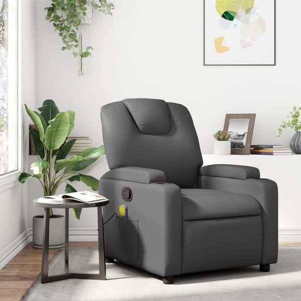 Maison Exclusive - Grå læderlook massage stol med vippefunktion