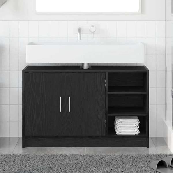Maison Exclusive - Badeværelsesskab Sort eg 90 x 29 x 55 cm svart ek